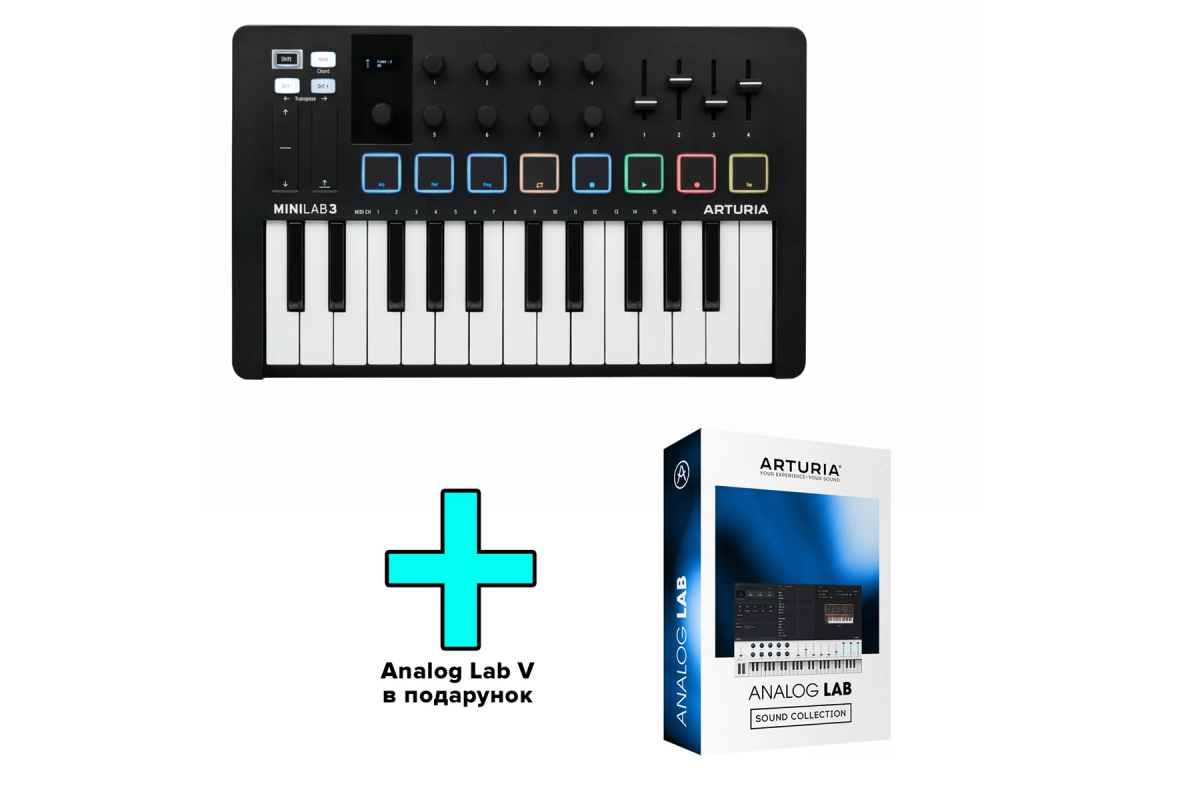 MIDI клавіатура Arturia MiniLab 3 Black Edition Analog Lab V