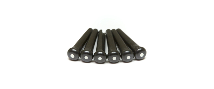 Набор колышков GRAPH TECH PP-2122-00 TUSQ Bridge Pins Martin Style 2mm Black / White Dot (6 Pcs)