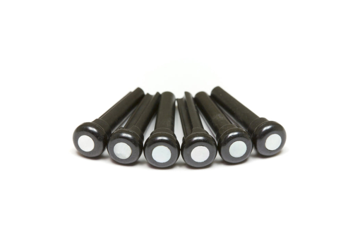 Набор колышков GRAPH TECH PP-2044-00 TUSQ Bridge Pins 4mm Black / Mother-of-Pearl (6 Pcs)