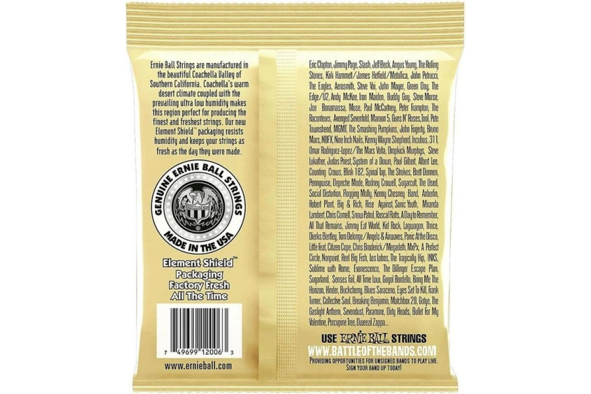Струны для акустических гитар ERNIE BALL 2006 Earthwood Acoustic 80/20 Bronze Extra Light 10/50