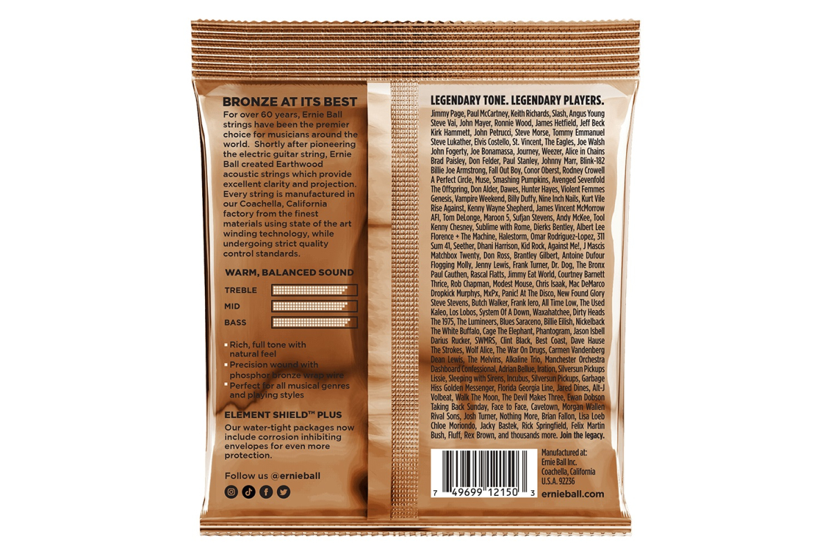 Струны для акустических гитар ERNIE BALL 2150 Earthwood Acoustic Phosphor Bronze 10/50