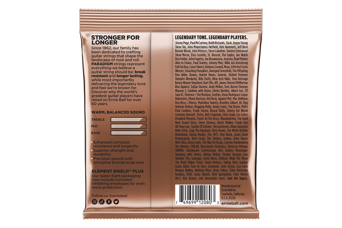 Струны для акустических гитар ERNIE BALL 2080 Paradigm Extra Light Phosphor Bronze Acoustic 10/50