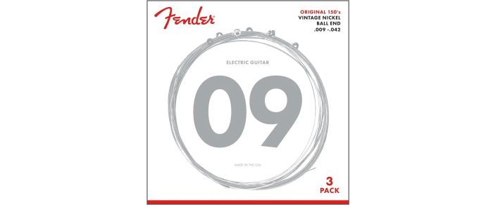 Струни для електрогітар FENDER ORIGINAL 150L 009-.042 PURE NICKEL STRINGS 3 PACK