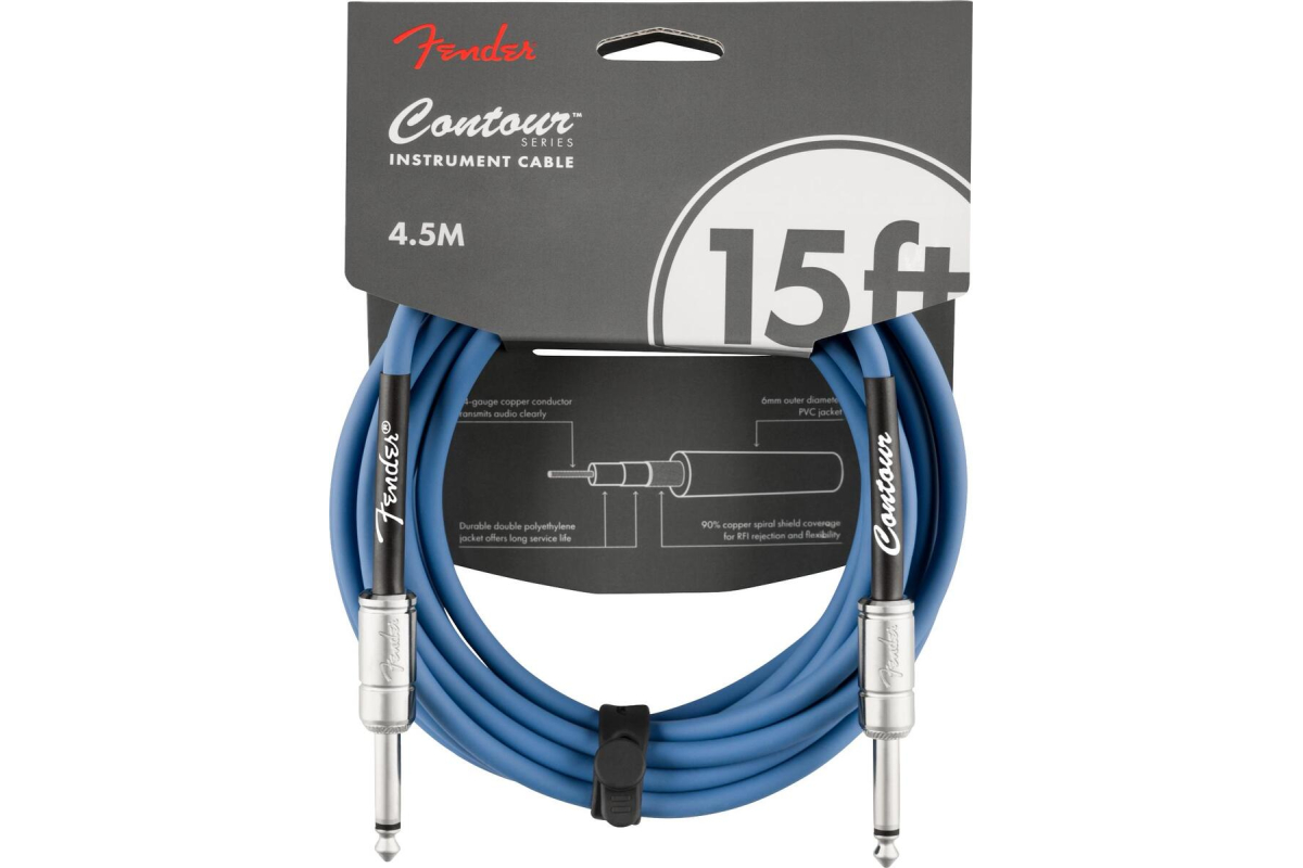 Кабель інструментальний FENDER CABLE CONTOUR SERIES 15' LAKE PLACID BLUE