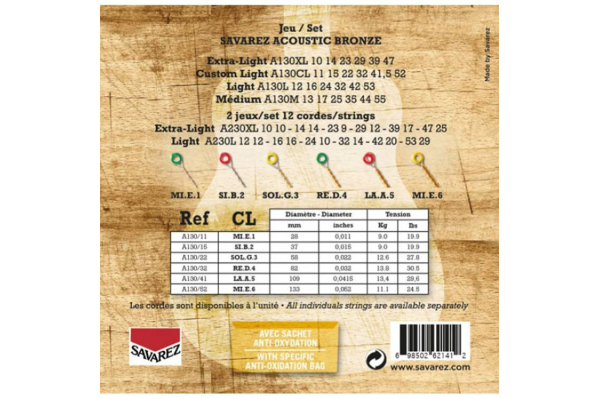 Струни для акустичних гітар SAVAREZ A130CL