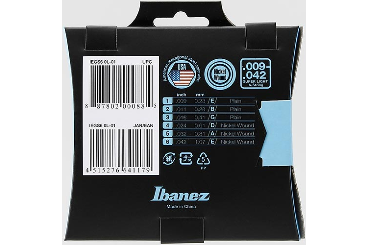 Струни для електрогітар IBANEZ IEGS6 ELECTRIC GUITARS STRING 09-42