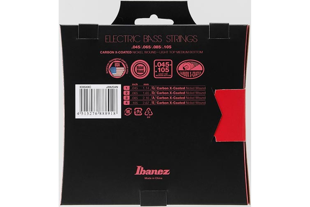 Струни для бас-гітар IBANEZ IEBS4XC BASS GUITAR STRING 45-105 CARBON X COATED