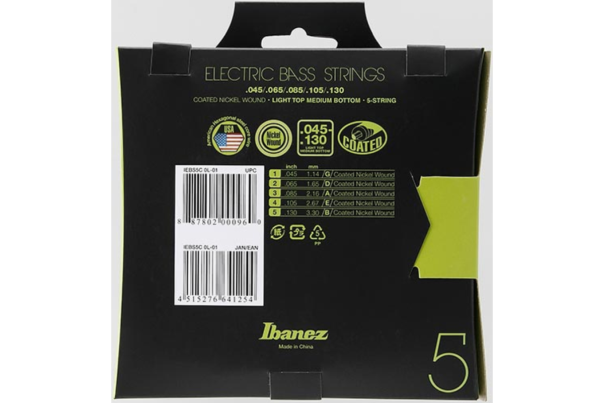 Струни для бас-гітар IBANEZ IEBS5C BASS GUITAR STRING 45-130