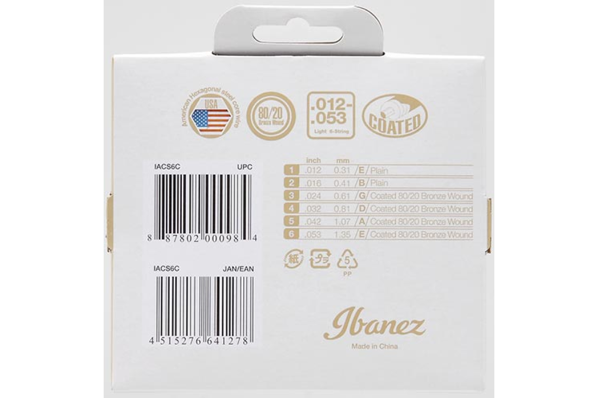 Струни для акустичних гітар IBANEZ IACS6C ACOUSTIC GUITAR STRING 12-53