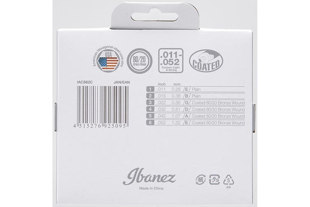 Струни для акустичних гітар IBANEZ IACS62C ACOUSTIC GUITAR STRING 11-52
