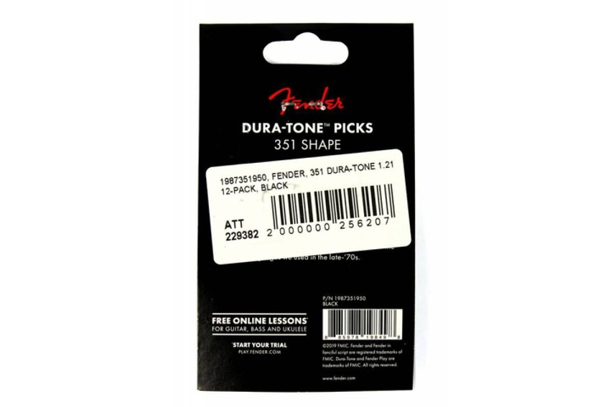 Набір медіаторів FENDER DURA-TONE DELRIN PICKS 1.21 MM, 351 SHAPE - 12 PACK BLACK