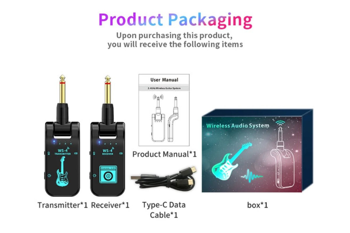 Гітарна радіосистема AVZHEZH WS4 Black 2.4GHz