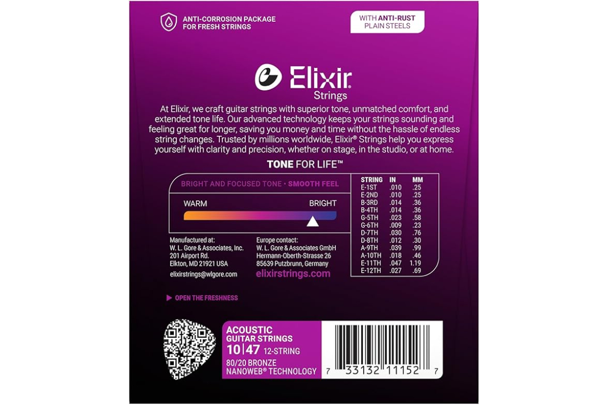 Струни для акустичних гітар ELIXIR PB NW 12 L