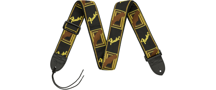 Ремінь гітарний FENDER STRAP 2" MONOGRAMMED BLACK/YELLOW/BROWN