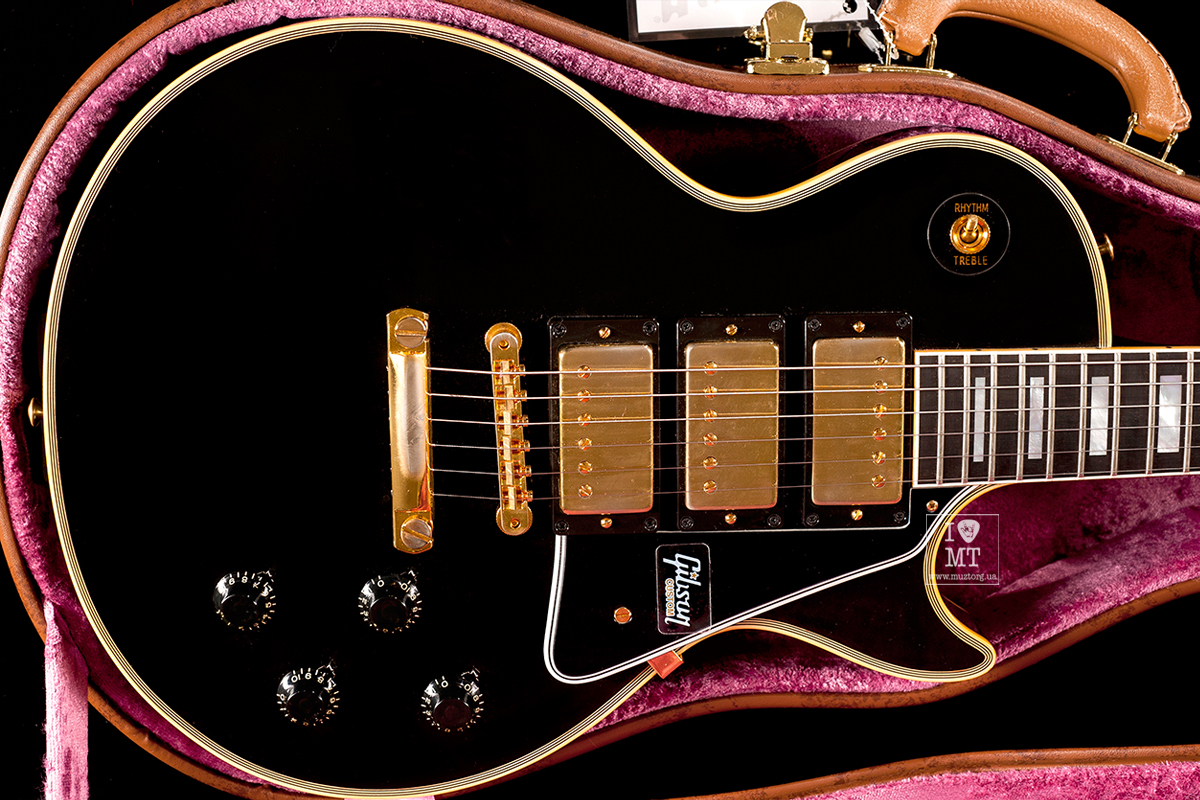 GIBSON '57 LES PAUL CUSTOM 3 PICKUP EBONY VOS GH Электрогитара