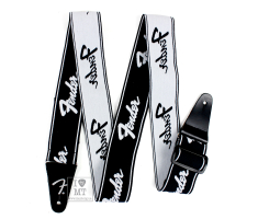 Ремінь гітарний FENDER STRAP 2" WEIGHLESS RUNNING LOGO BLACK/WHITE