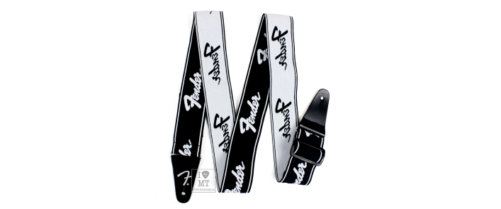 Ремінь гітарний FENDER STRAP 2" WEIGHLESS RUNNING LOGO BLACK/WHITE