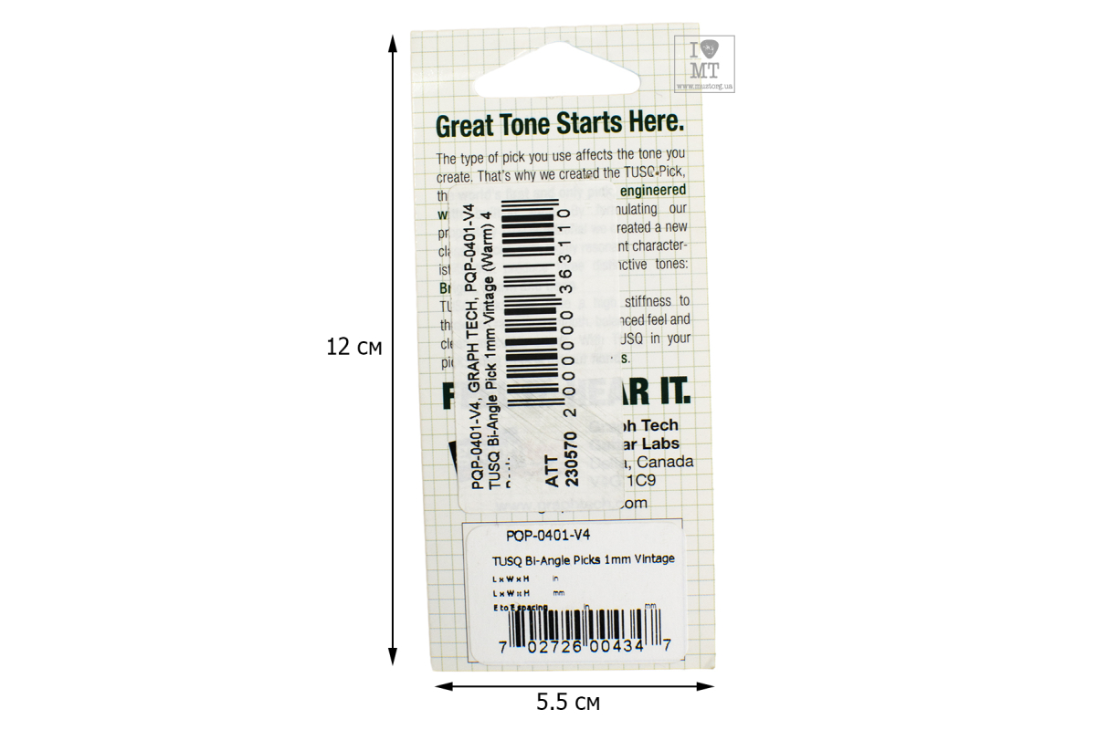 Набор медиаторов GRAPH TECH PQP-0401-V4 TUSQ Bi-Angle Pick 1mm Vintage (Warm) 4 Pack