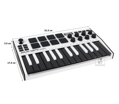 Купить AKAI MPK MINI MK3 White MIDI клавиатура онлайн
