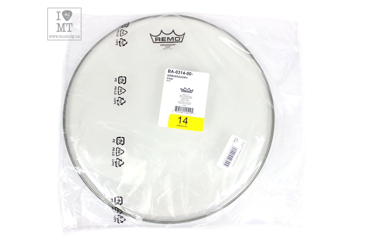 Пластик для барабана REMO AMBASSADOR 14" CLEAR