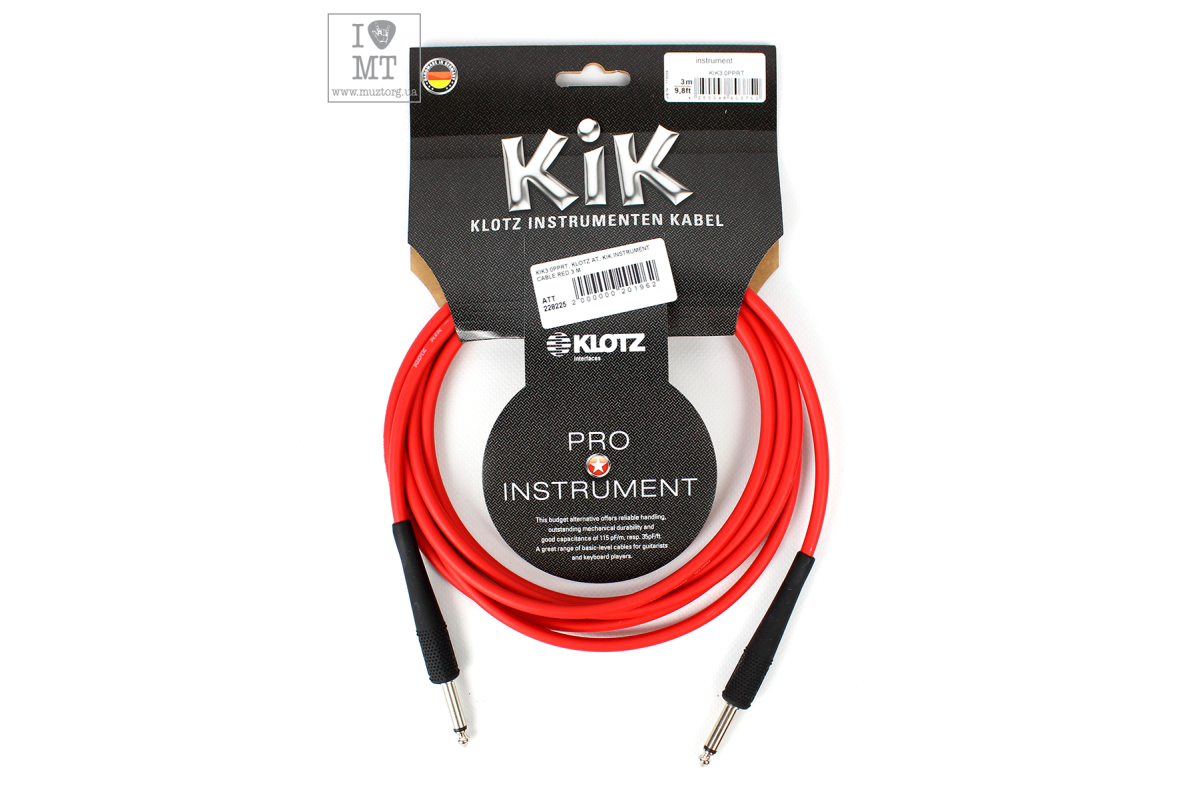 Кабель инструментальный KLOTZ KIK INSTRUMENT CABLE RED 3 M