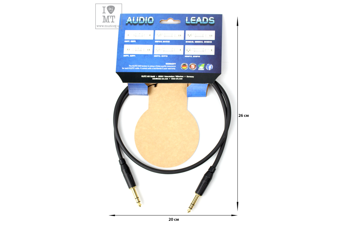 Кабель коммутационный KLOTZ B-3PP1 BALANCED PATCHCORD JACK GOLD 1 M