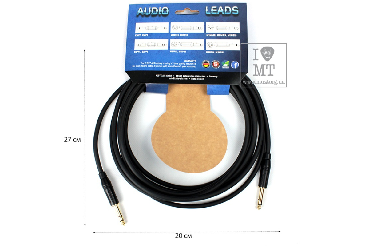 Кабель коммутационный KLOTZ B-3PP1 BALANCED PATCHCORD JACK GOLD 5 M