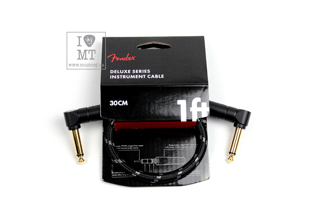 FENDER CABLE DELUXE SERIES 1' BLACK TWEED Кабель інструментальний