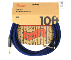 Кабель інструментальний FENDER 10' ANGLED FESTIVAL INSTRUMENT CABLE PURE HEMP BLUE DREAM