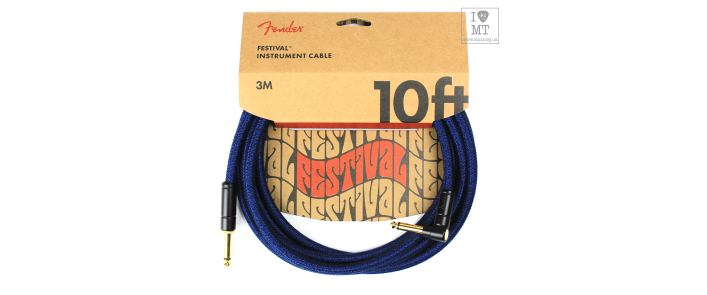 Кабель инструментальный FENDER 10' ANGLED FESTIVAL INSTRUMENT CABLE PURE HEMP BLUE DREAM