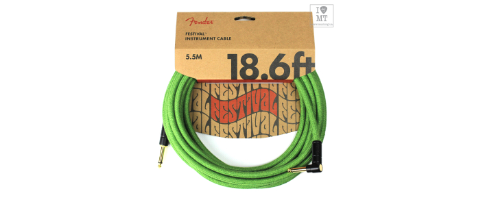 Кабель инструментальный FENDER 18.6' ANGLED FESTIVAL INSTRUMENT CABLE PURE HEMP GREEN