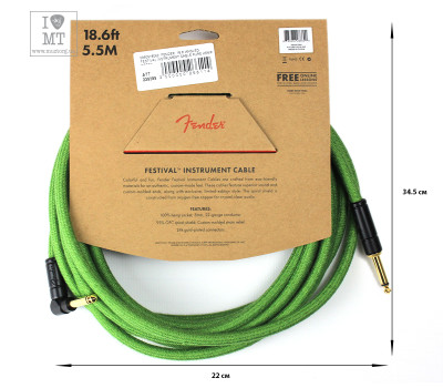 Купить FENDER 18.6' ANGLED FESTIVAL INSTRUMENT CABLE PURE HEMP GREEN Кабель инструментальный онлайн