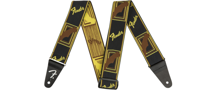 Ремінь гітарний FENDER STRAP 2" WEIGHLESS MONOGRAMMED BLACK/YELLOW/BROWN