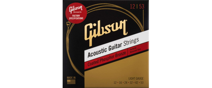 Струни для акустичних гітар GIBSON SAG-CPB12 COATED PHOSPHOR BRONZE ACOUSTIC GUITAR STRINGS 12-53 LIGHT