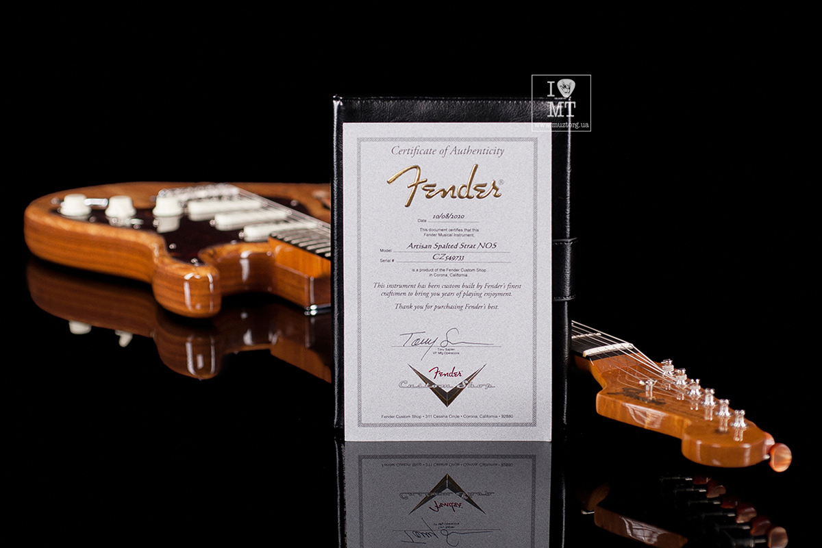 FENDER CUSTOM SHOP ARTISAN SPALTED MAPLE THINLINE STRAT NOS CUSTOM BUILT Електрогітара
