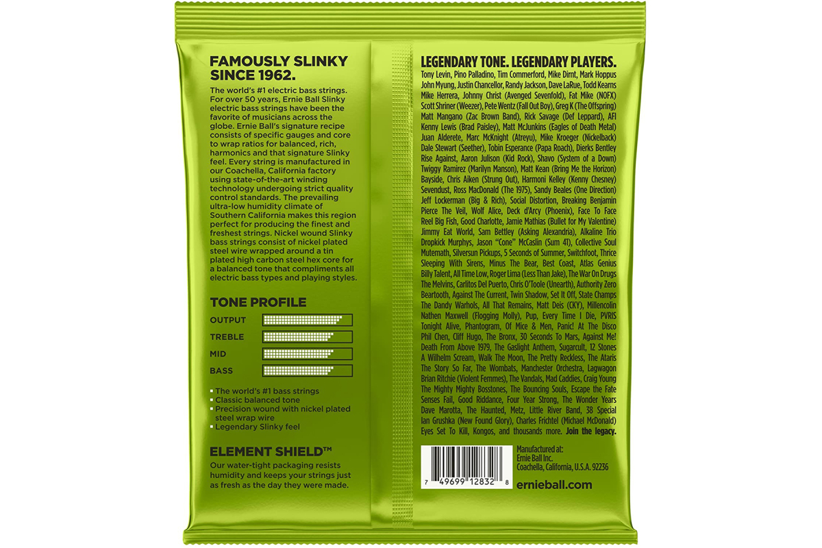 Струны для бас-гитар ERNIE BALL 2832 Regular Slinky Bass Nickel Wound 50/105