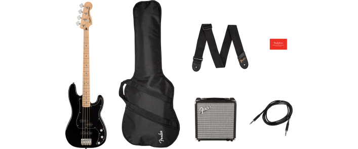 Гитарный набор с бас-гитарой SQUIER AFFINITY SERIES PJ BASS START PACK BLACK