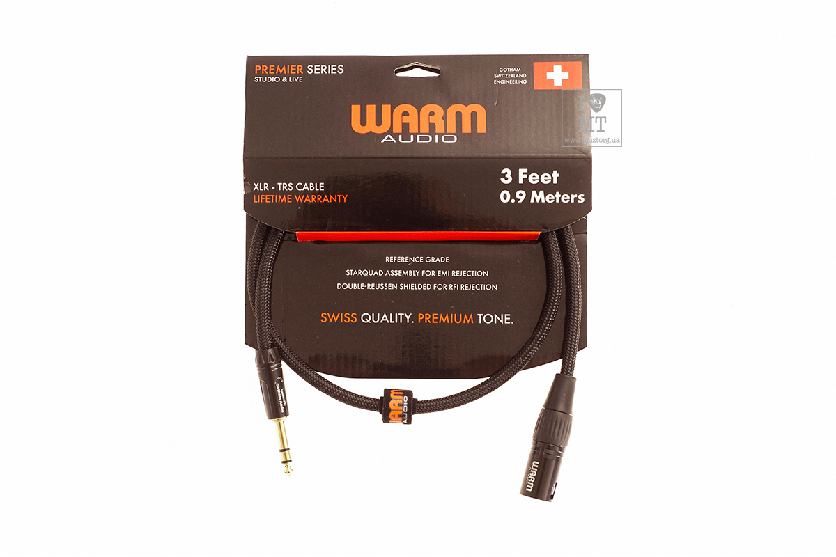 Кабель коммутационный WARM AUDIO Prem-XLRm-TRSm-3'