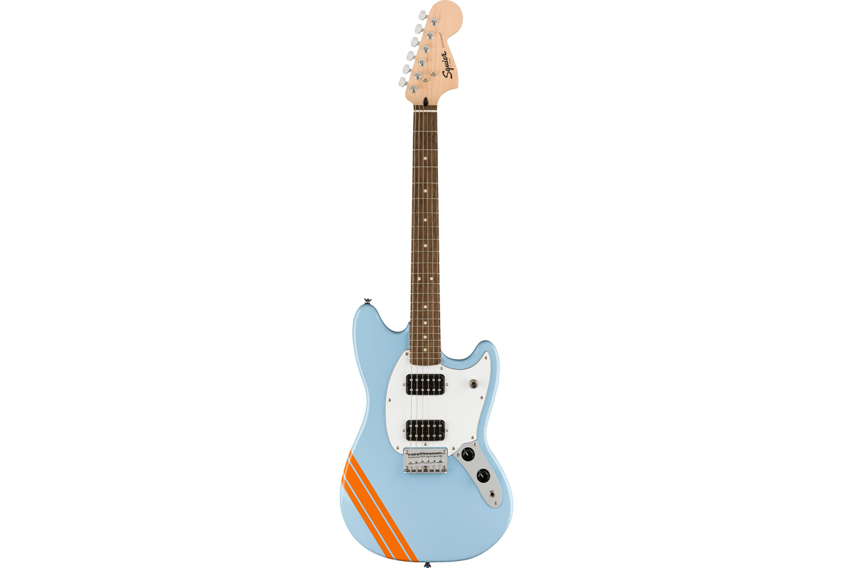 Электрогитара SQUIER by FENDER BULLET MUSTANG FSR HH DAPHNE BLUE w/COMPETITION STRIPES