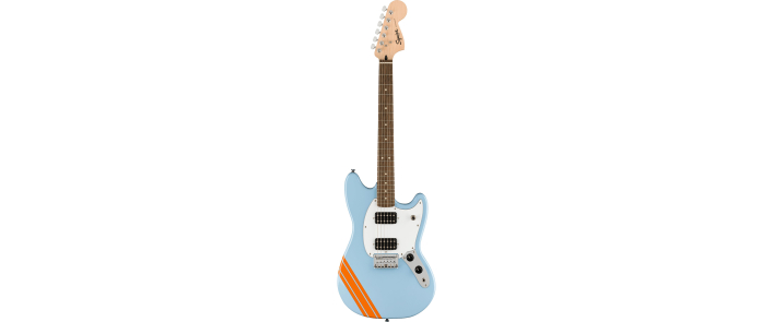 Электрогитара SQUIER by FENDER BULLET MUSTANG FSR HH DAPHNE BLUE w/COMPETITION STRIPES