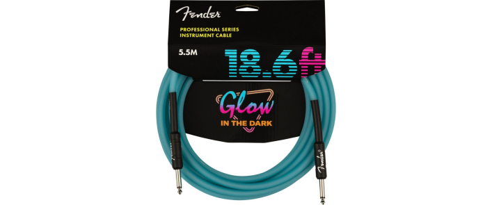 Кабель инструментальный FENDER CABLE PROFESSIONAL SERIES 18.6' GLOW IN DARK BLUE