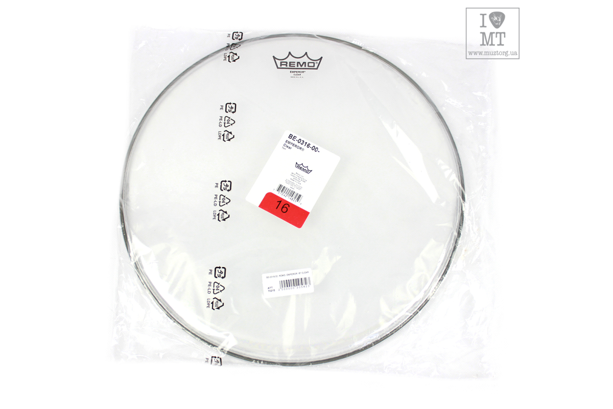 Пластик для барабана REMO EMPEROR 16'' CLEAR