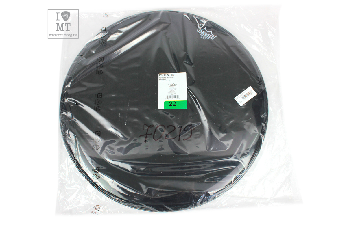 Пластик для барабана REMO POWERSTROKE3 22 EBONY W DYNAMO