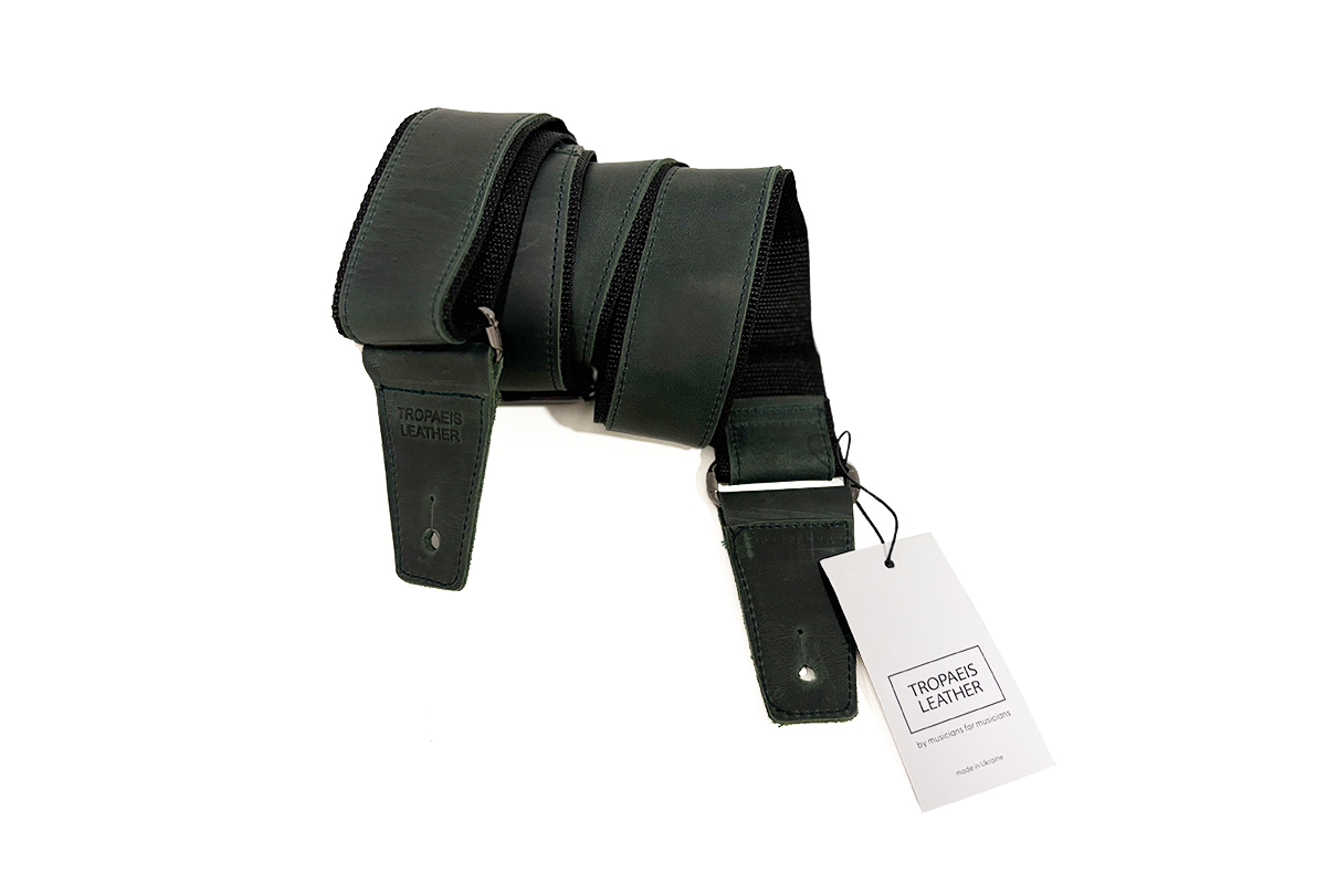 Ремінь гітарний TROPAEIS LEATHER Crazy Rock (green)