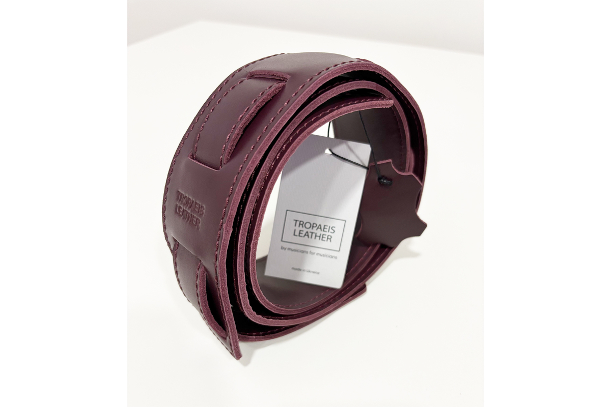 Ремінь гітарний TROPAEIS LEATHER Double Rock (grape)