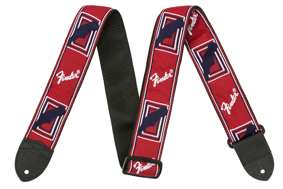 Ремень гитарный FENDER STRAP 2" MONOGRAMMED RED WHITE BLUE