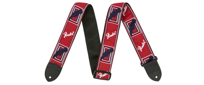 Ремень гитарный FENDER STRAP 2" MONOGRAMMED RED WHITE BLUE