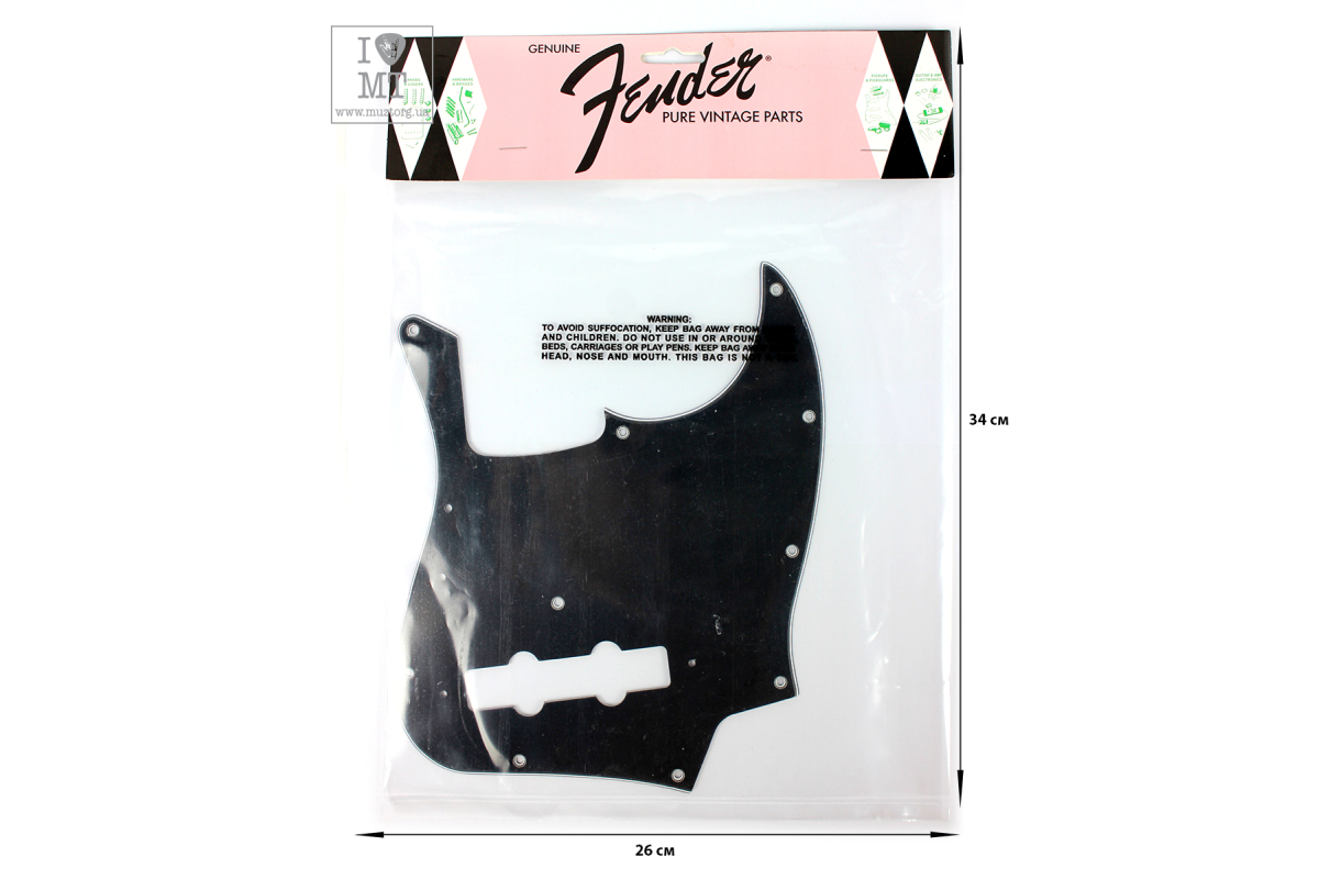 Пикгард FENDER PURE VINTAGE PICKGUARD JAZZ BASS 70S 10-HOLE BLACK