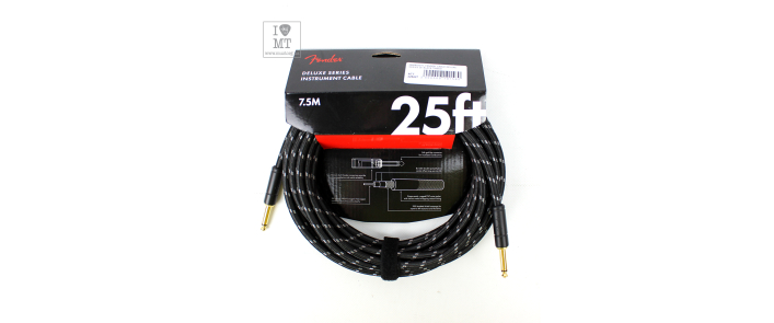 Кабель инструментальный FENDER CABLE DELUXE SERIES 25' BLACK TWEED