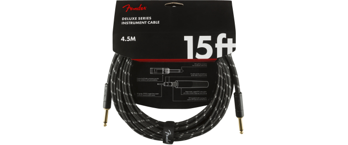 Кабель инструментальный FENDER CABLE DELUXE SERIES 15' BLACK TWEED